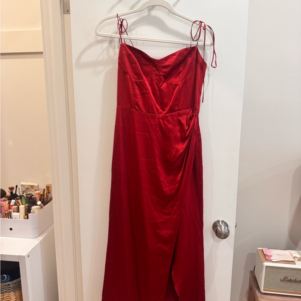 Reformation Jaylene Dress, 100% Silk, Red, Tie Straps